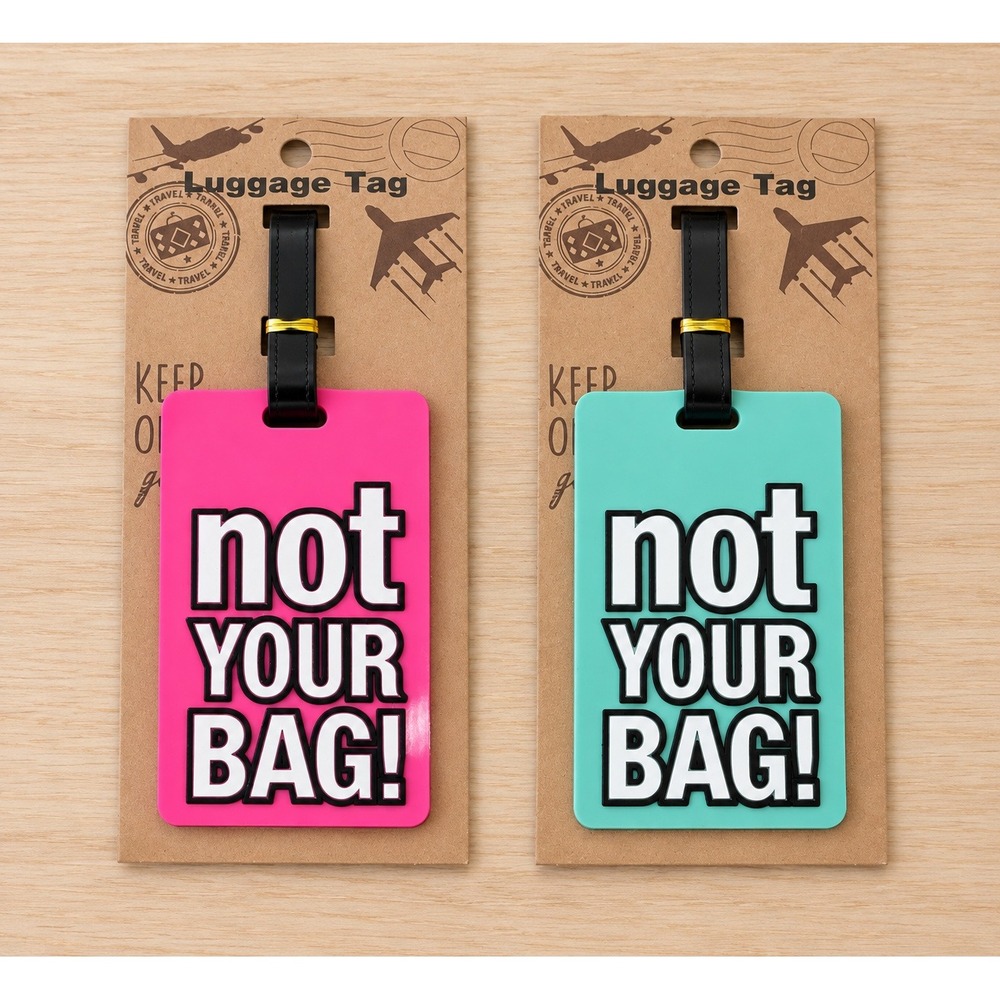 Set of 2 Funny Luggage Tags NOT YOUR BAG Pink Mint Travel Suitcase Tags